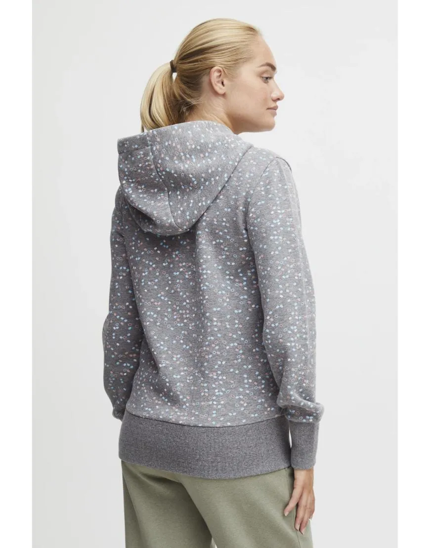 Zipper Hoodie Dot Pattern-Grey